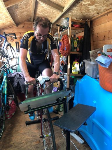 Jason training in his shed
